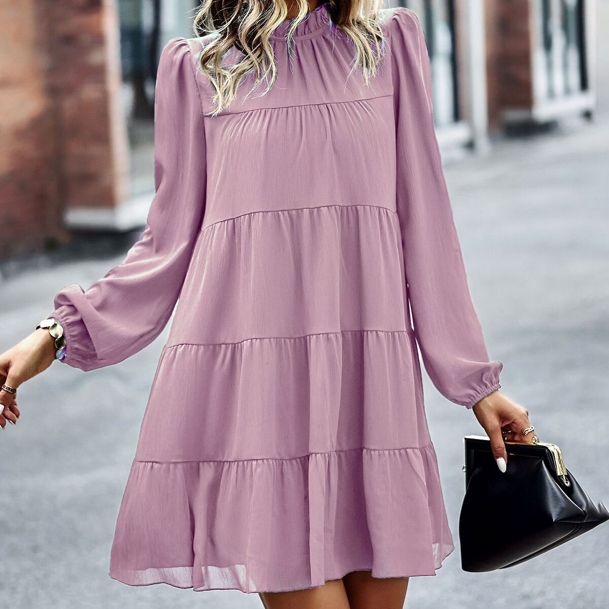 Stand Collar Loose Dresses