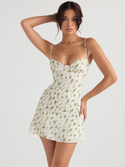 Hoobd High Quality Women Summer Chiffon Dress Black  A Line Party Sexy Dress Mini Floral Print Dress Casual Wear