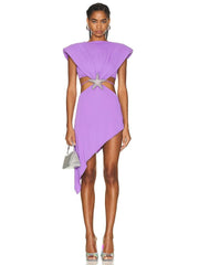 2023 New Women's Sleeveless Sexy Diamond Starfish Belt Hollow Asymmetric Bandage Dress Elegant Celebrity Party Dress