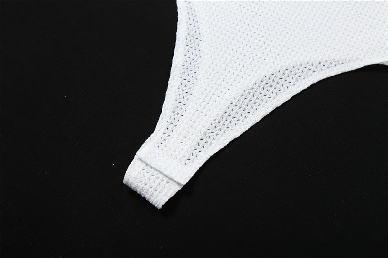 Hoobd Sexy Hollow Out Mini Dress Women Fashion Strap Ruched Bodycon Beach Dresses 2023 Summer White See Through Night Club Outfits