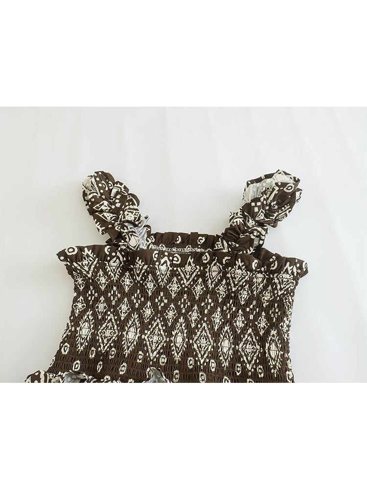 Hoobd New Women Vintage Floral Print Sling Dress Sexy Sleeveless Romantic Ladies Holiday Summer Dress Midi Vestidos