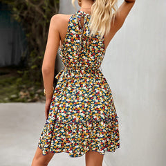Sleeveless A-line Bohemian Mini Dress Beach Dress