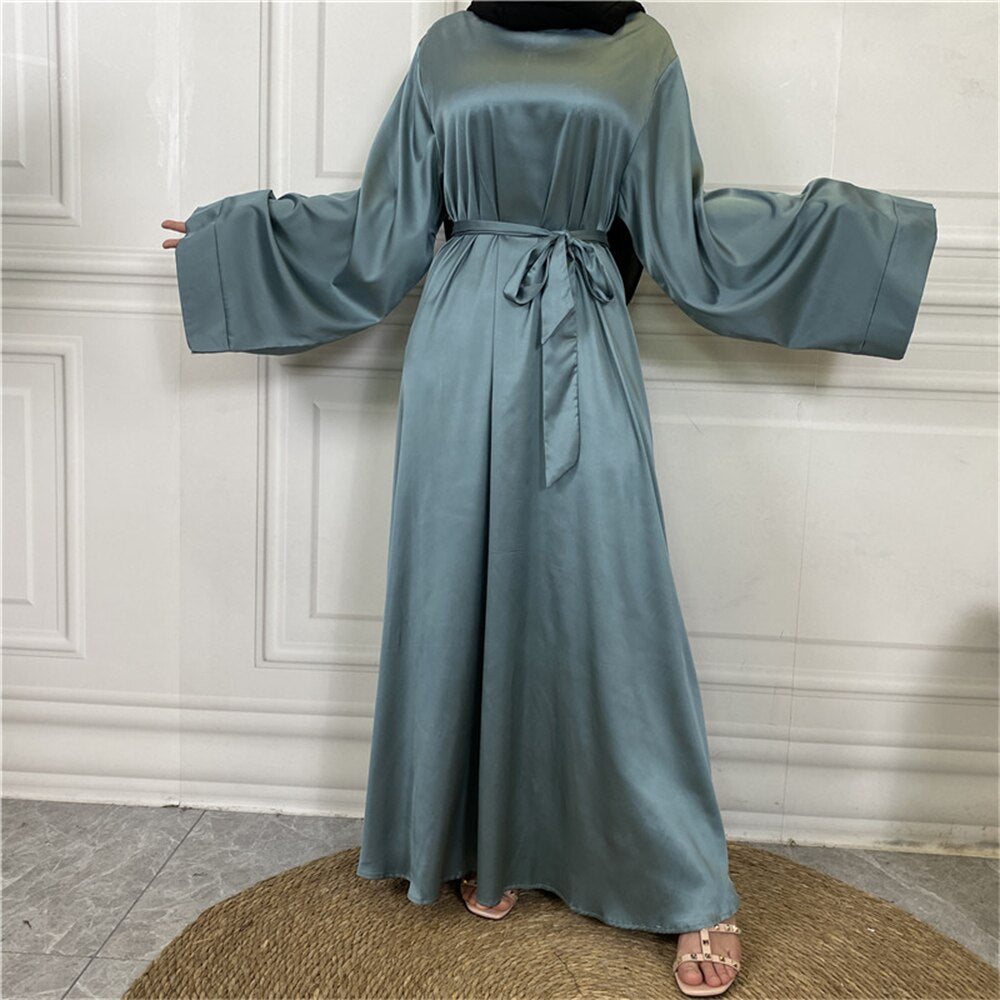Hoobd Satin Abaya Dubai Turkey Muslim Fashion Hijab Modest Dress Kaftan Islam African Dresses For Women Vestido Robe Musulman De Mode