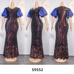 African Wedding Dresses for Women Puff Sleeve Plus Size Turkey Sequin Evening Party Long Dress Moroccan Muslim Africa Clothes