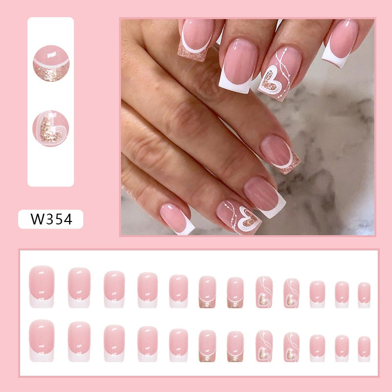 Natural False Nail Tips with French Style 24 pcs Press on Fake Nails for Beauty Salon