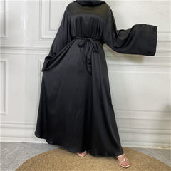 Hoobd Satin Abaya Dubai Turkey Muslim Fashion Hijab Modest Dress Kaftan Islam African Dresses For Women Vestido Robe Musulman De Mode