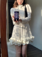 2023 Spring French Elegant White Mini Dress Women Causal Vintage Even Party Dress Office Lady One Piece Dress Korean Style