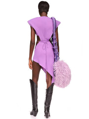 2023 New Women's Sleeveless Sexy Diamond Starfish Belt Hollow Asymmetric Bandage Dress Elegant Celebrity Party Dress
