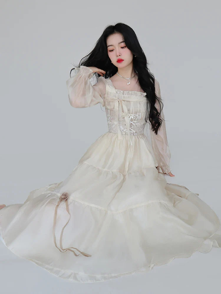 Yellow Sweet Korean Style Fairy Dress French Vintage Elegant Fairy Dre Hoobd Yellow Sweet Korean Style Fairy Dress French Vintage Elegant Fairy Dre Hoobd