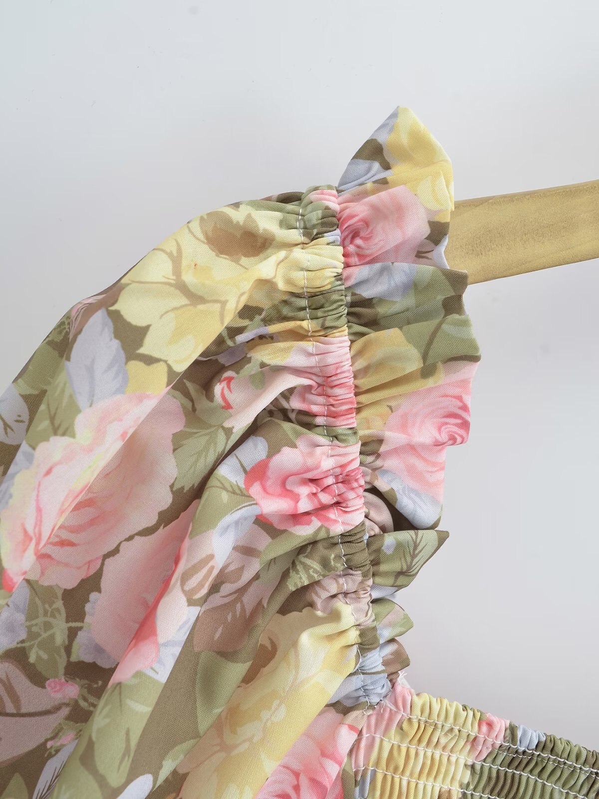 Hoobd Summer Women Rose Floral Print Dress Sexy Backless Puff Sleeve Ladies Holiday Party Mini Dresses