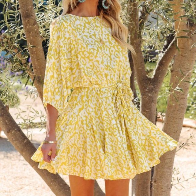 Puff-Sleeve Floral Mini Smock Dress