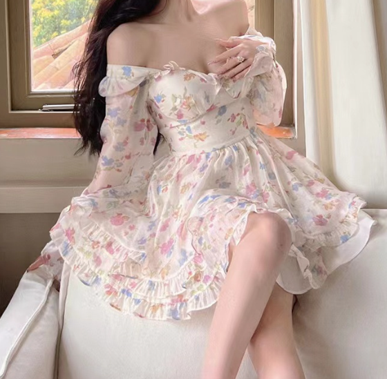 Sweet Elegant Floral Chiffon Dress