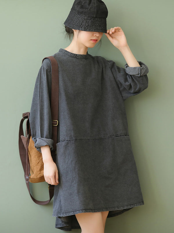 Urban Split-Joint A-Line Long Sleeves Mini Dress