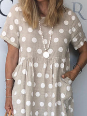 Women Polka Dots Pockets Casual Summer Women Dress