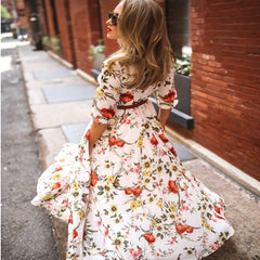 Women's Fashion Printed Chiffon Vacation Dress