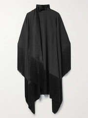 Loose Fringed High Neckline With A Scarf-Like Panel Solid Midi Dresses