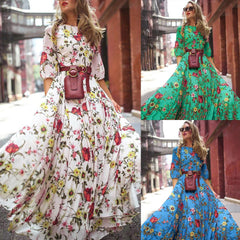 Women's Fashion Printed Chiffon Vacation Dress
