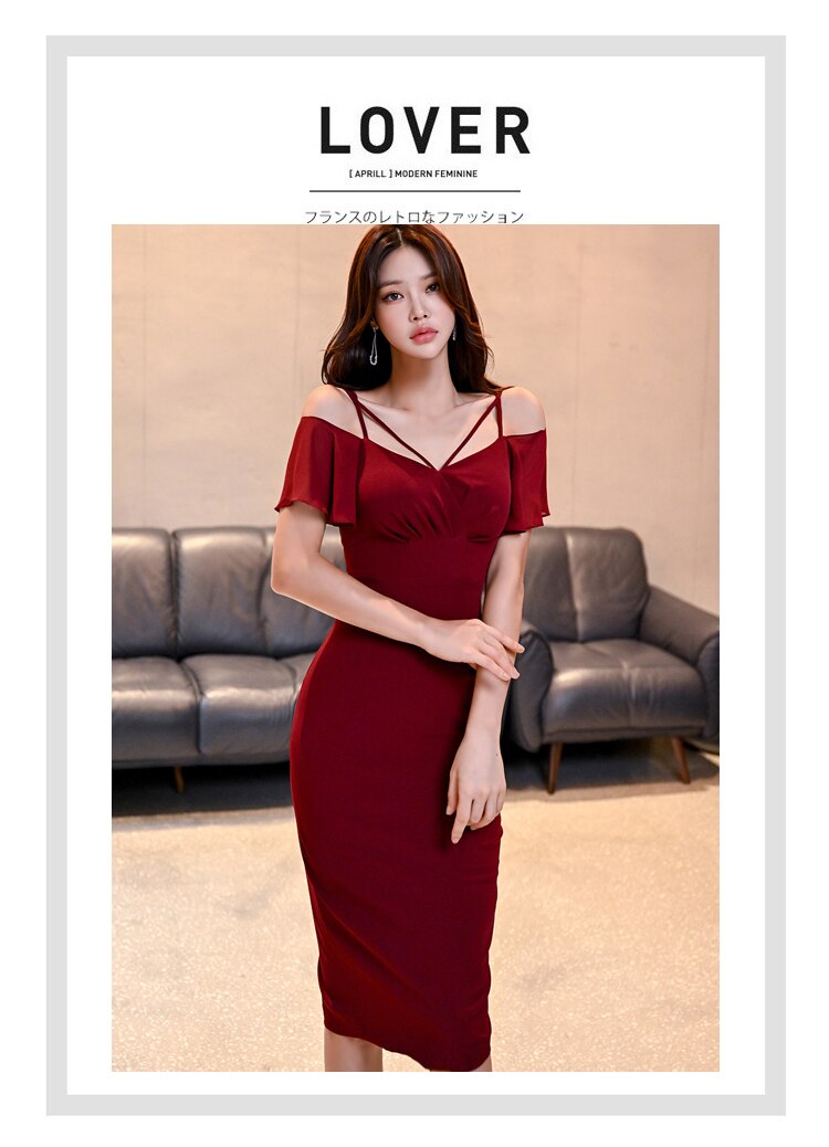 Autumn Vintage Sexy Vestidos Simple Chic Neck Party Dress Women Office Bodycon Sheath Casual Pencil