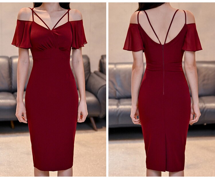 Autumn Vintage Sexy Vestidos Simple Chic Neck Party Dress Women Office Bodycon Sheath Casual Pencil