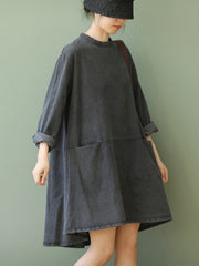Urban Split-Joint A-Line Long Sleeves Mini Dress