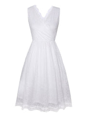 Women's Halloween Dress Retro Vintage Dress Midi Dress Party Lace Plain V Neck Sleeveless 2023 Black White S M L XL