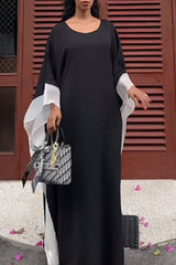 Black Casual Elegant Vacation Patchwork Patchwork Mesh O Neck Long Dress Dresses