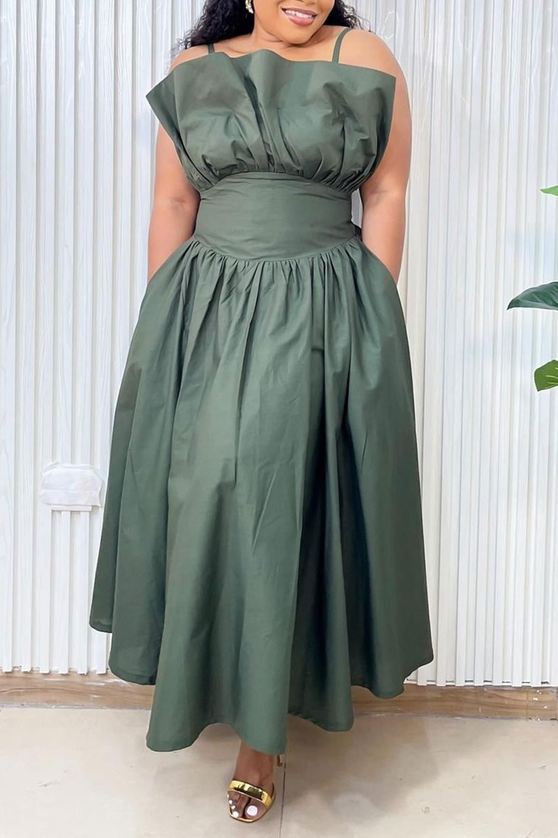 Purple Sweet Daily Party Celebrities Elegant Pocket Solid Color Spaghetti Strap Dresses