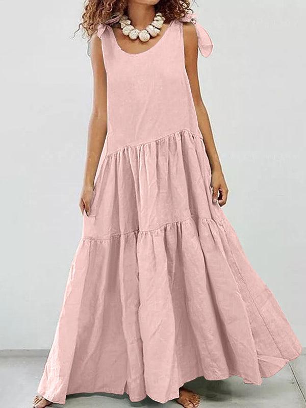 Linen Cotton Large Swing Sleeveless Loose Casual Maxi Dress