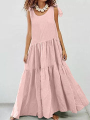 Linen Cotton Large Swing Sleeveless Loose Casual Maxi Dress