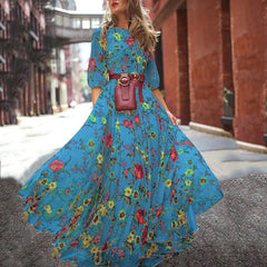 Women's Fashion Printed Chiffon Vacation Dress