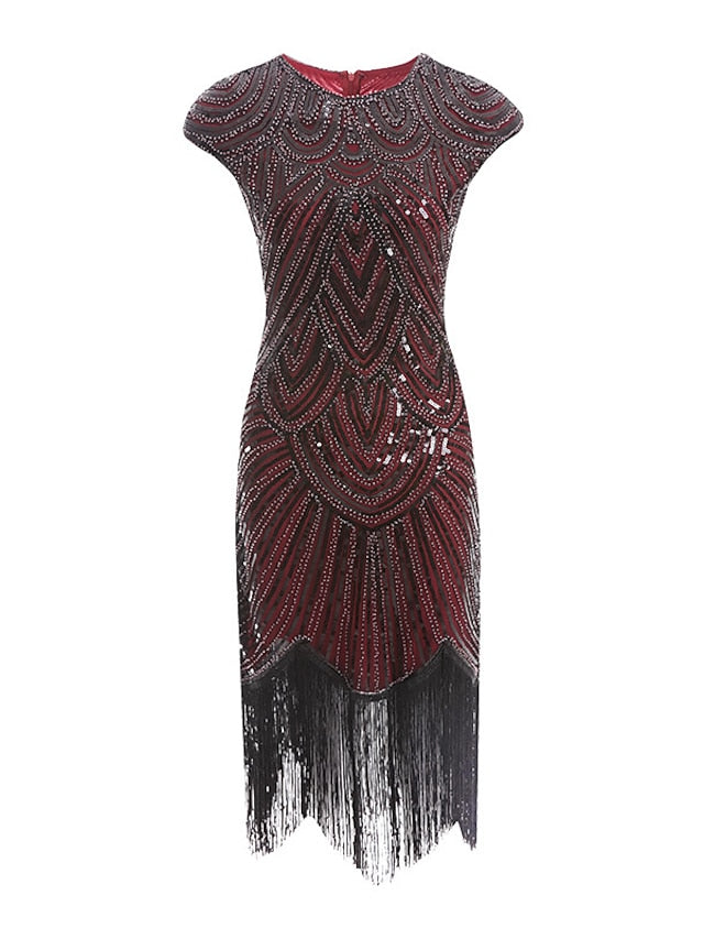 Women's Halloween Dress Party Dress Fringe Dress Sequin Dress Midi Dress Silver Black White Sleeveless Floral Sequins Summer Spring Fall Crew Neck Party Party Summer Dress 2023 XS S M L XL XXL