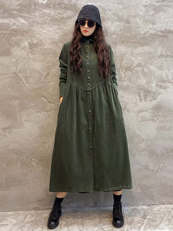 Original Solid Corduroy Lapel Dress