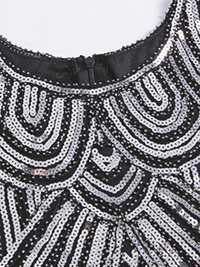 Women's Halloween Dress Party Dress Fringe Dress Sequin Dress Midi Dress Silver Black White Sleeveless Floral Sequins Summer Spring Fall Crew Neck Party Party Summer Dress 2023 XS S M L XL XXL