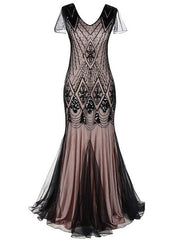Women's Halloween Dress Lace Dress Vintage Dress Long Dress Maxi Dress Black Burgundy Dark Green Sleeveless Plain Sequins Spring Fall Winter V Neck Fashion Evening Party 2023 S M L XL 2XL 3XL