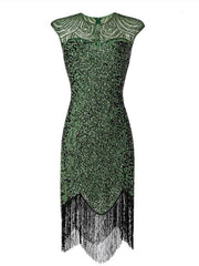 Women's Halloween Dress Party Dress Vintage Tea Dresses Gatsby Dress Knee Length Dress Black Gold Green Sleeveless Pure Color Sequins Fall Spring Summer Crew Neck Vintage Party Evening Party Slim 2023