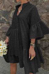 Lovely Solid Color Irregular Dress