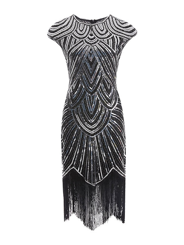 Women's Halloween Dress Party Dress Fringe Dress Sequin Dress Midi Dress Silver Black White Sleeveless Floral Sequins Summer Spring Fall Crew Neck Party Party Summer Dress 2023 XS S M L XL XXL