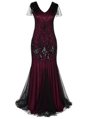 Women's Halloween Dress Lace Dress Vintage Dress Long Dress Maxi Dress Black Burgundy Dark Green Sleeveless Plain Sequins Spring Fall Winter V Neck Fashion Evening Party 2023 S M L XL 2XL 3XL