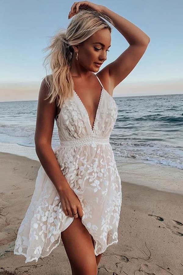 Sexy Backless Lace Mini Dress