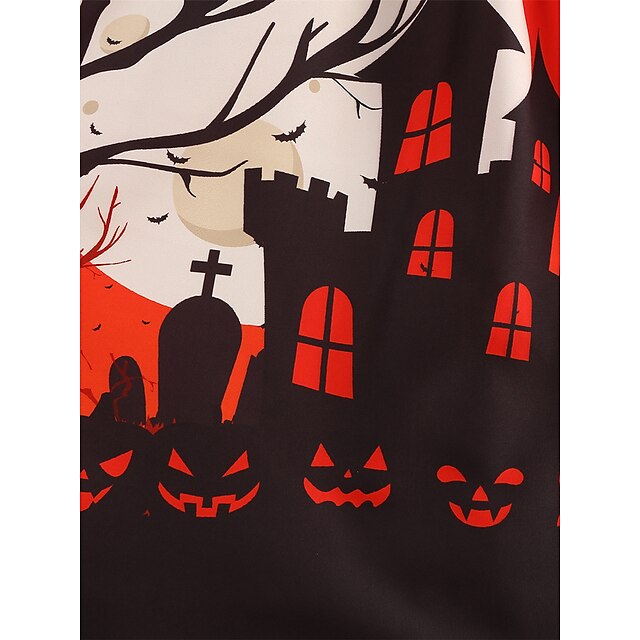 Women's Halloween Dress Retro 1950s Vintage Dress Midi Dress Holiday With Belt Bow Graphic Crew Neck Long Sleeve Regular Fit Spring Fall 2023 Pink Red S M L XL