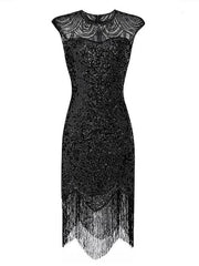Women's Halloween Dress Party Dress Vintage Tea Dresses Gatsby Dress Knee Length Dress Black Gold Green Sleeveless Pure Color Sequins Fall Spring Summer Crew Neck Vintage Party Evening Party Slim 2023