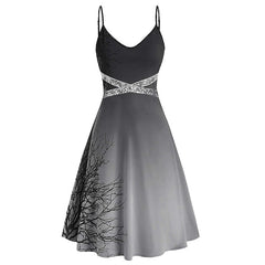 Women's Halloween Dress Retro 1950s Vintage Dress Midi Dress Holiday Sequins Backless Tree Spaghetti Strap Sleeveless Regular Fit Spring Fall 2023 Dark Gray Gray M L XL XXL