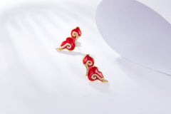 Auspicious Cloud Enamel Stud Earrings