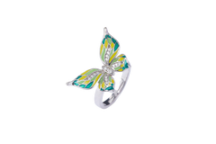 Butterfly Enamel Silver Ring for Women