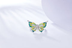 Butterfly Enamel Silver Ring for Women