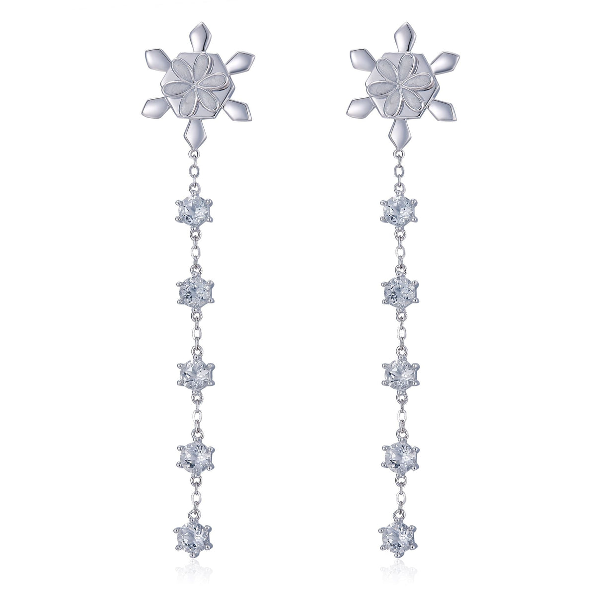 Snowflake Tassel Enamel Drop Earrings