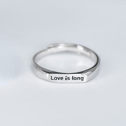 LOVE IS LONG Letter Silver Couple Ring for Women