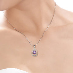 (Pendant Only) Tears Drop Zircon Silver Pendant  for Women