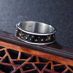 New Starry Sky Personality Vintage Titanium Steel Ring for Men