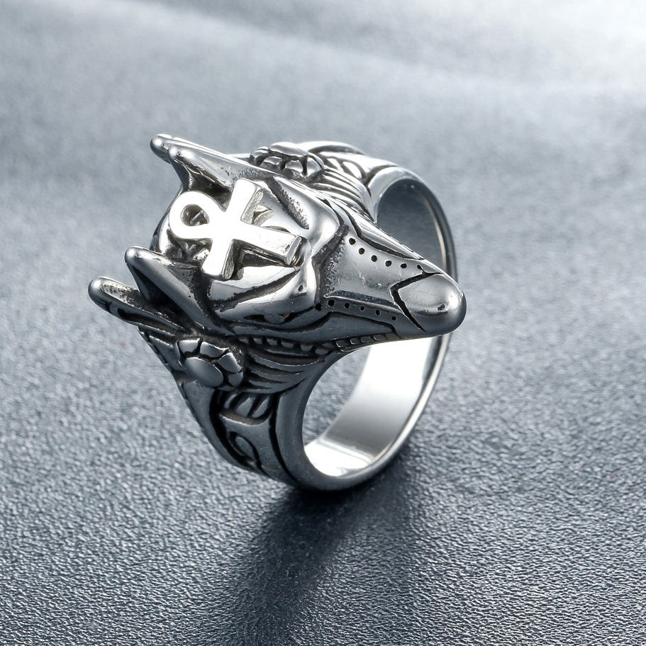 Guardian God Anubis Titanium Steel Ring for Men